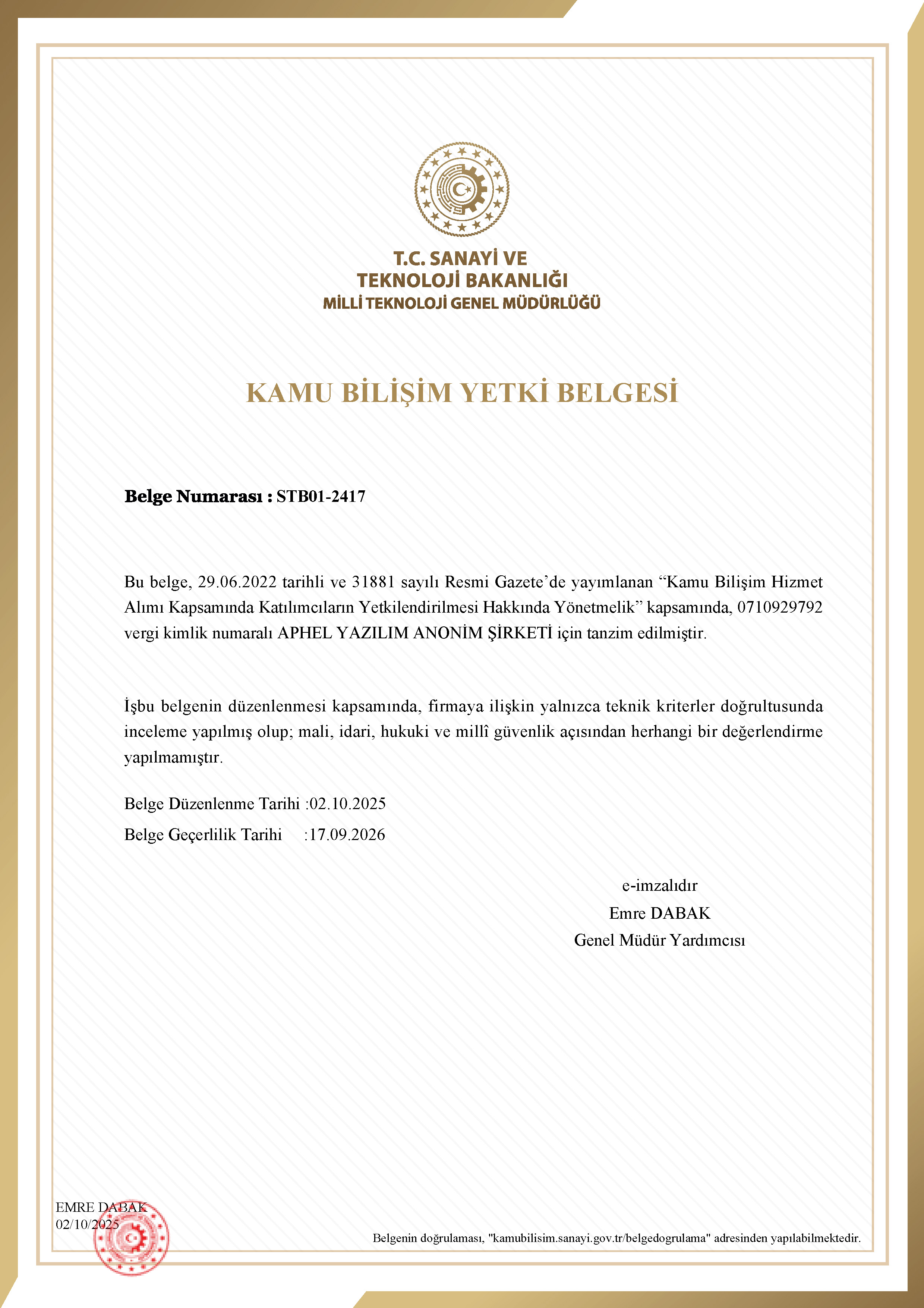 Aphel Sertifika Spice